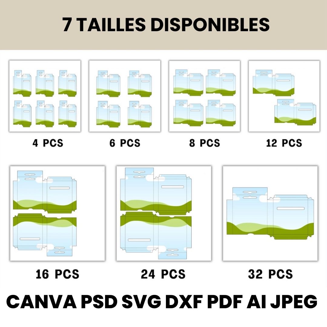 Modèle de boîte de CRAYOLA  ( 7 tailles ) Cricut , Silhouette