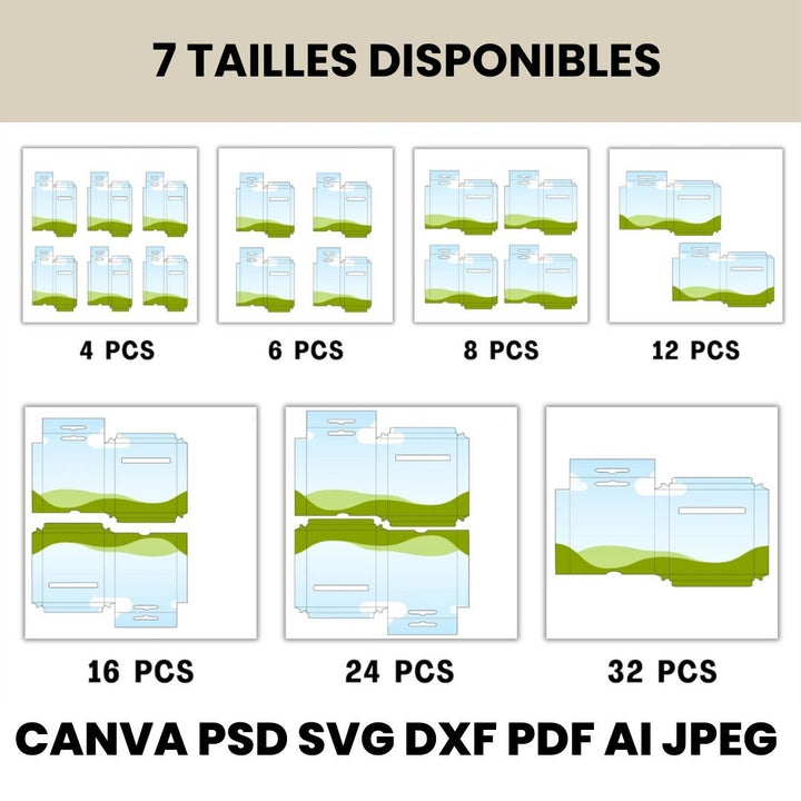 Modèle de boîte de CRAYOLA  ( 7 tailles ) Cricut , Silhouette