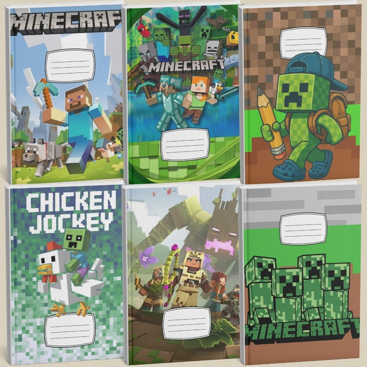 Pack de 6 couvertures de cahier Minecraft