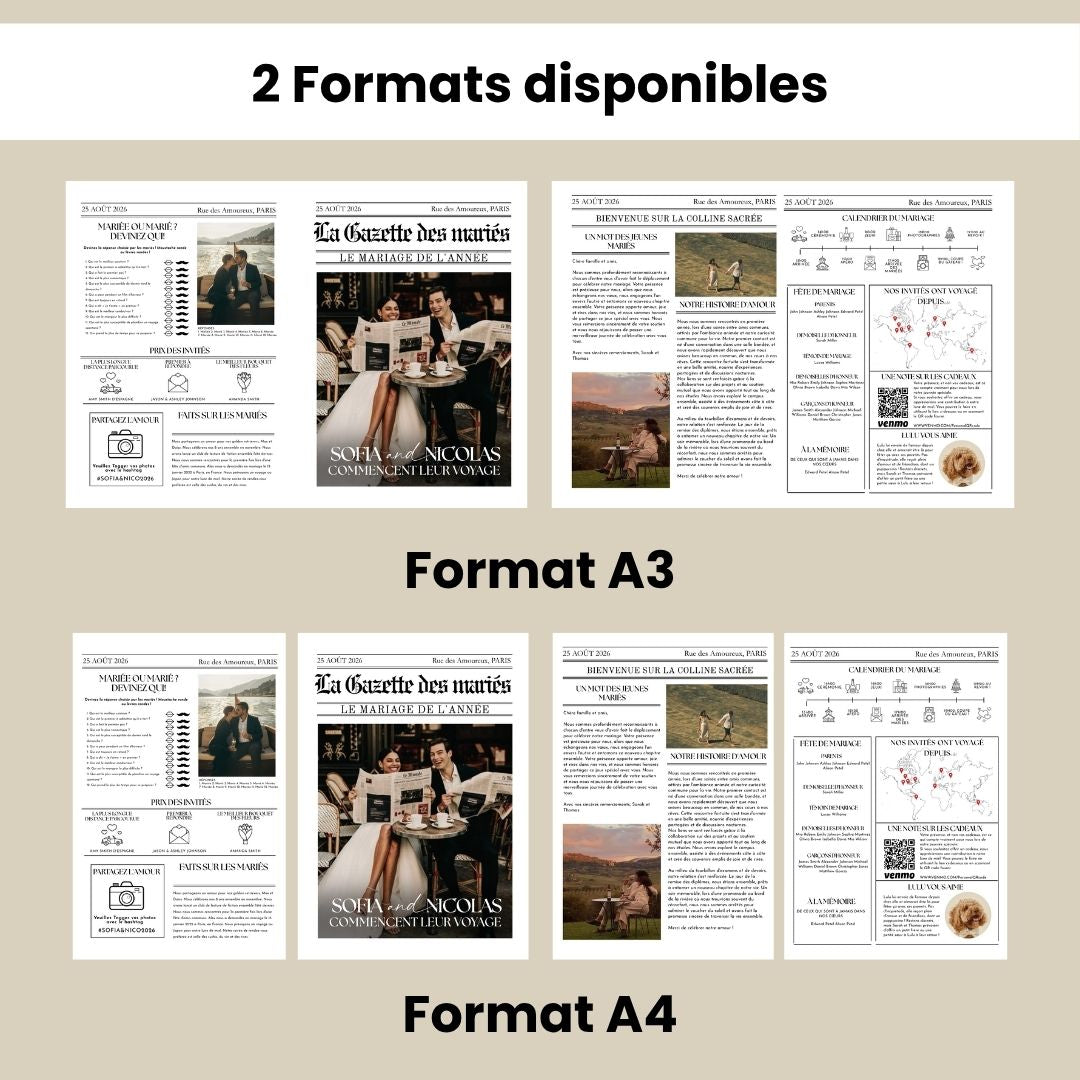 Gazette des Mariés  – Modèle Canva à personnaliser